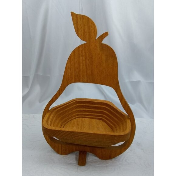 VTG PEAR TREE Fruit basket Wood Collapsible table decor READ ASIS - Picture 9 of 12